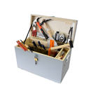 Maurer-Werkzeugkiste Holz komplett, mit 35 Werkzeugen